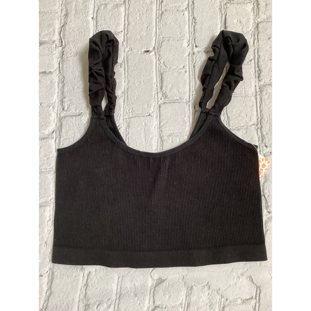 Free People Movement Happiness Runs Scrunchie Crop Tank Black M/L OB1451561 NEW